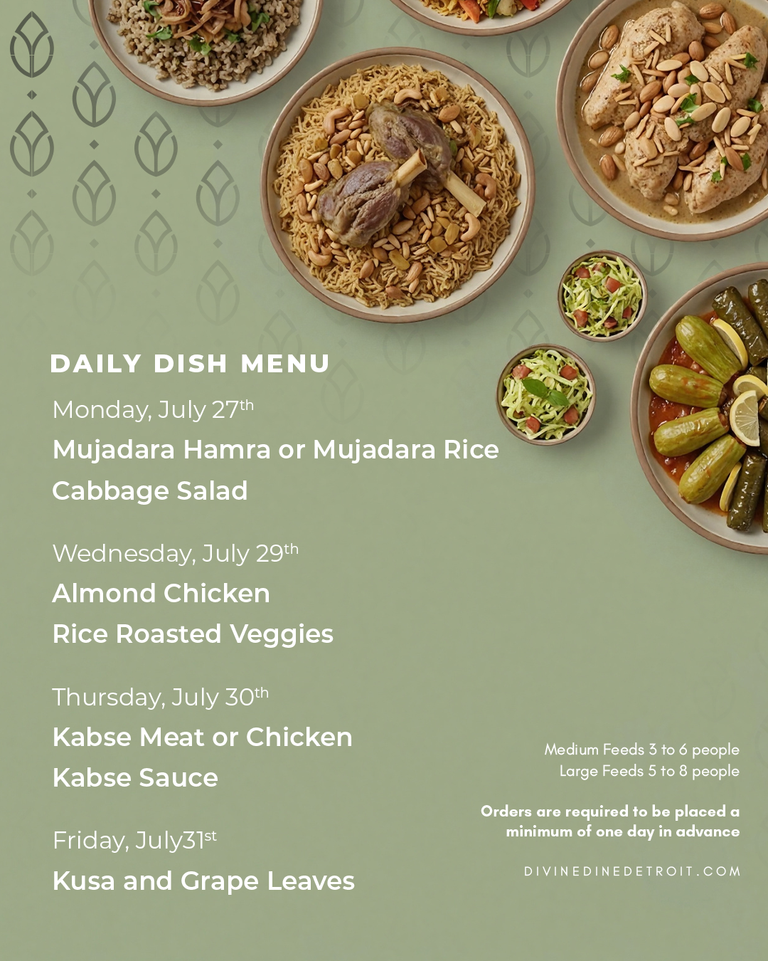3 Meals Package ( 3 to 6 people )